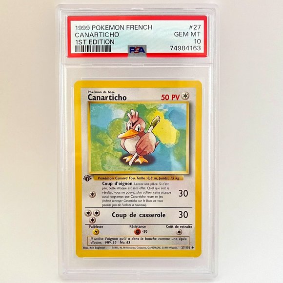 PSA 10 Canarticho Farfetch'd 27 French Base 1st Edition 1999 Pokemon 74984163 - Picture 1 of 2